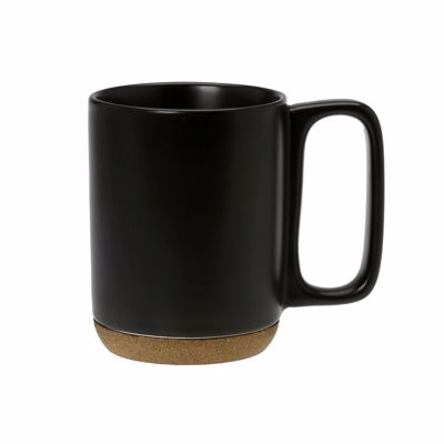 Cryspo Trio Κούπα Πορσελάνης Μαύρη 'Cork Mug' 300ml με Βάση από Φελλό 1007525